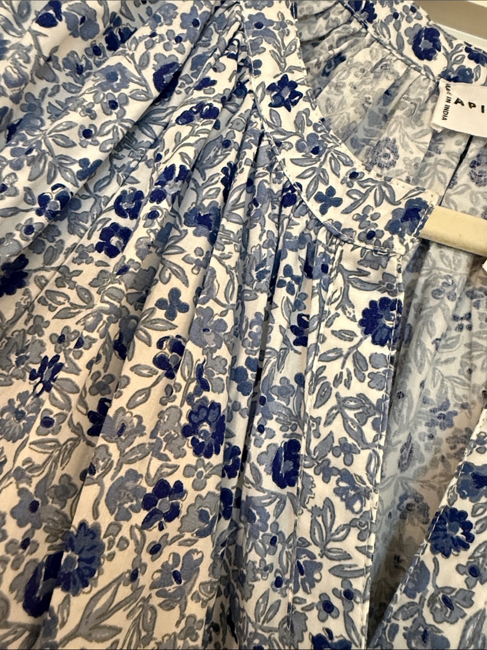 Blue and White Floral Ruffle Tier Dress - Picture 3 of 4